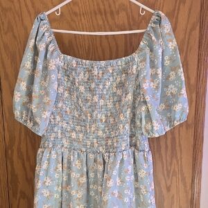 Floral Blue Midi Dress